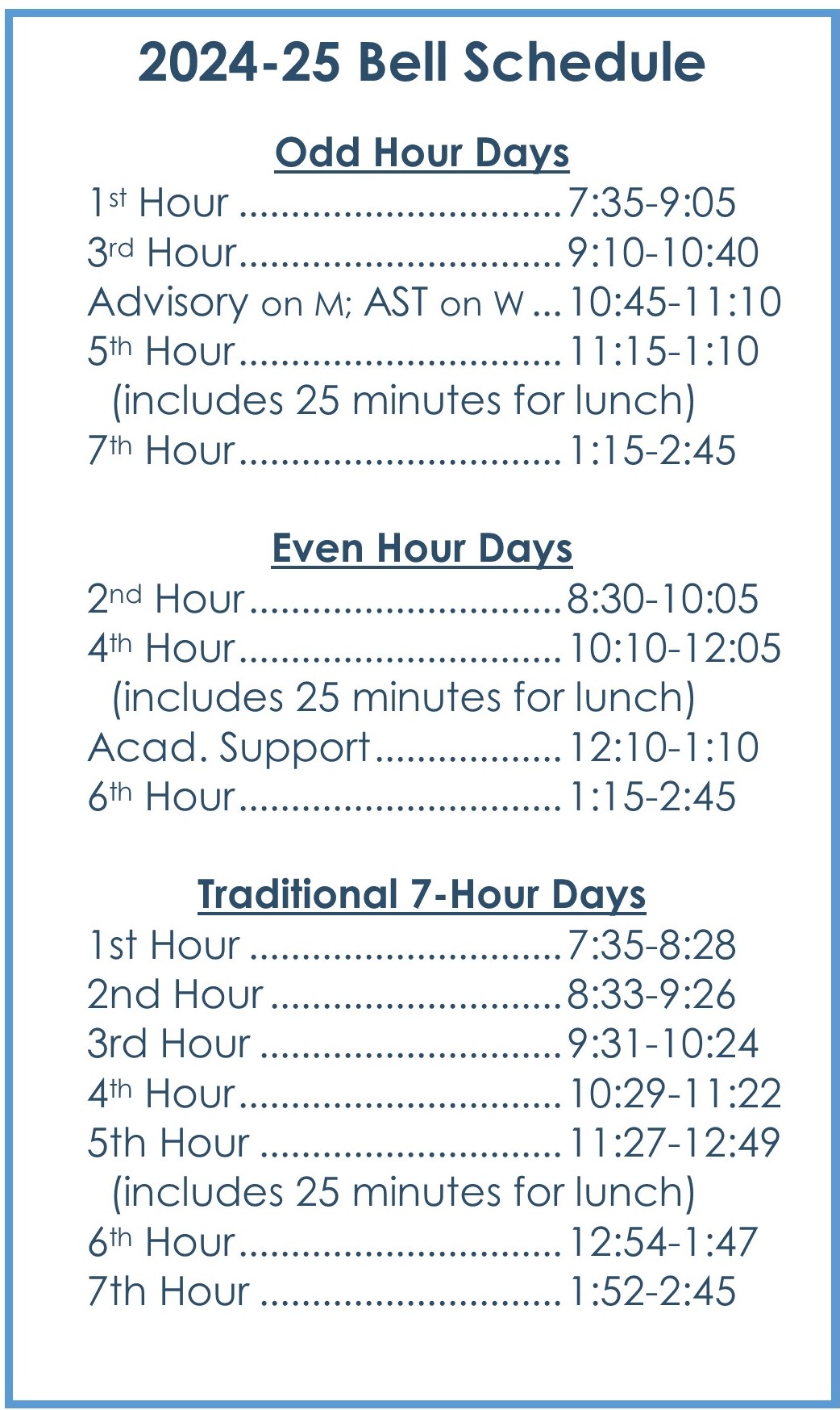 2024-25 Bell Schedule